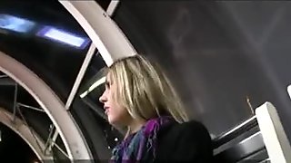 Sexy blonde fuck for money in public